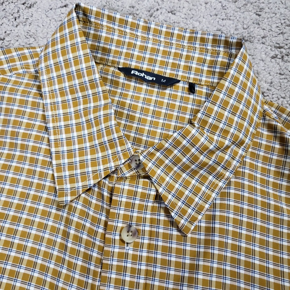 Rohan Firth Shirt Men M Brown Plaid Lightweight UPF 40+ Hiking Trek Tech Travel